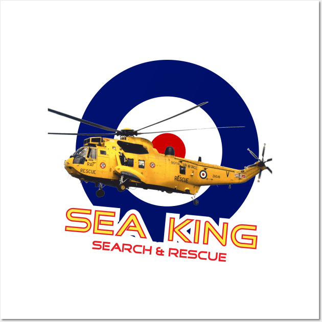 Westland Sea King Search and rescue helicopter in RAF roundel, Wall Art by AJ techDesigns